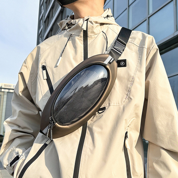 Мъжка чанта за гърдите – PU, водоустойчива, ултралека, антикрадба, отразяващи детайли за нощна безопасност