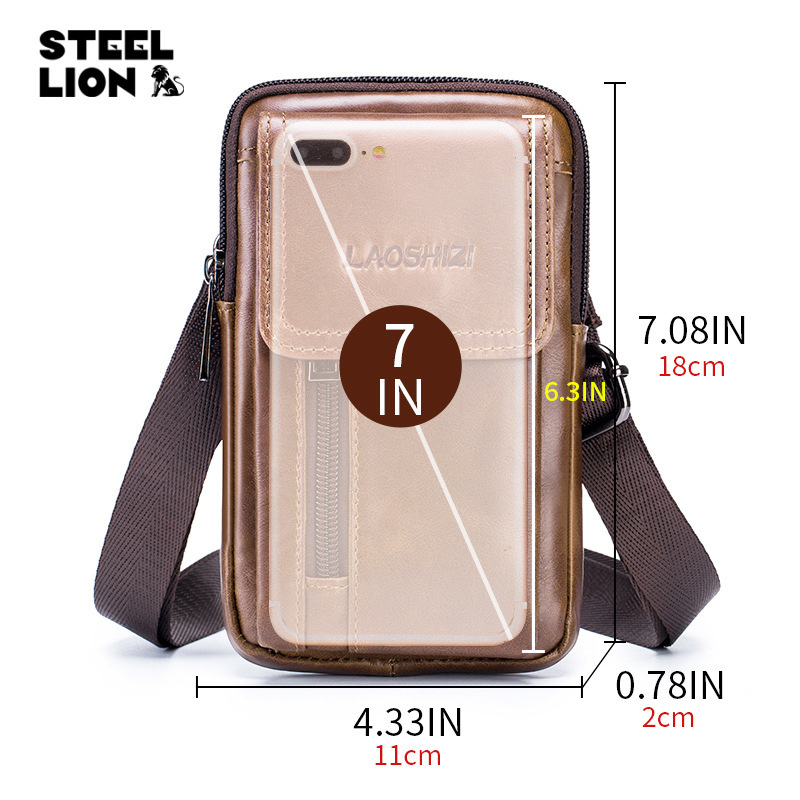 Vyriška diržinė rankinė – miestiško minimalistinio stiliaus, pirmojo sluoksnio karvės odos, vagystės apsauga, Old Lion