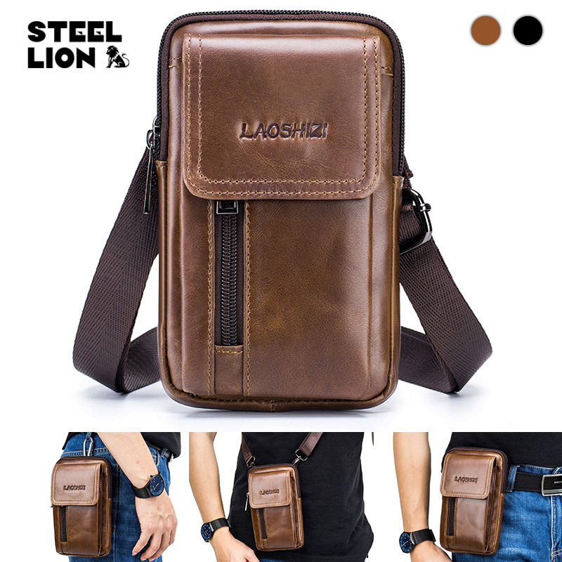 Vyriška diržinė rankinė – miestiško minimalistinio stiliaus, pirmojo sluoksnio karvės odos, vagystės apsauga, Old Lion