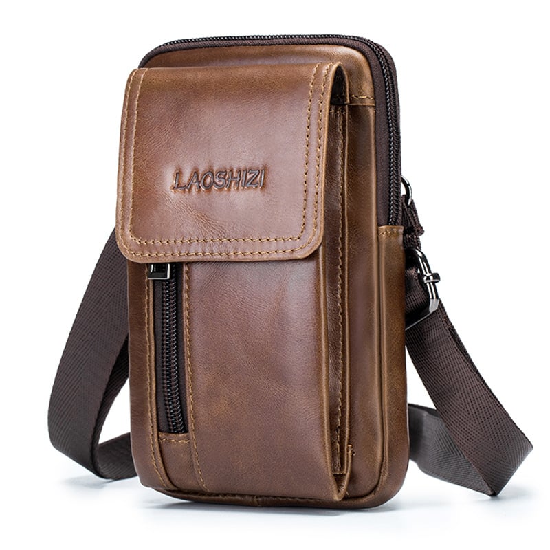 Vyriška diržinė rankinė – miestiško minimalistinio stiliaus, pirmojo sluoksnio karvės odos, vagystės apsauga, Old Lion