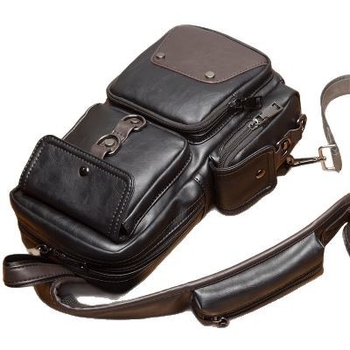 Мъжка кръстосана чанта през рамо - PU кожа, издръжлива на износване, полиестрова подплата, стил улична мода, марка mankoo