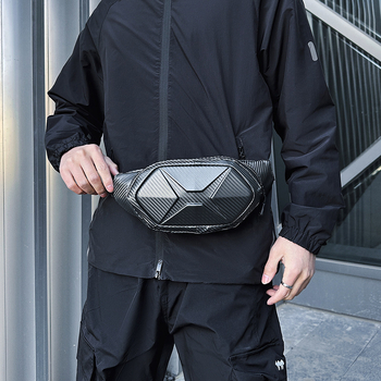 Vyrų diržo krepšys iš anglies pluošto kietu korpusu, atsparus vandeniui ir crossbody dirželis lauko laisvalaikiui