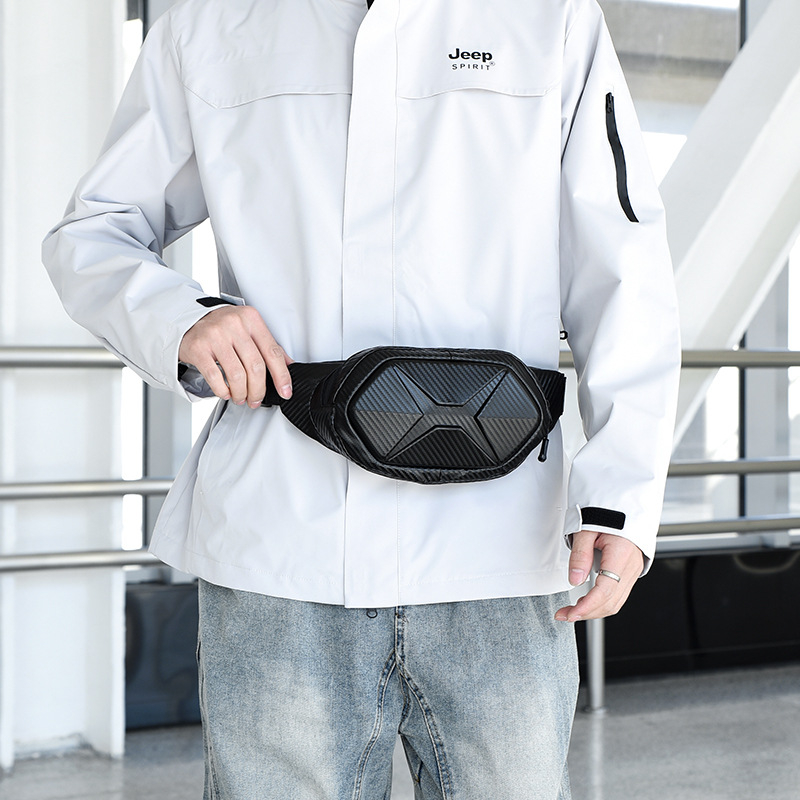 Vyrų diržo krepšys iš anglies pluošto kietu korpusu, atsparus vandeniui ir crossbody dirželis lauko laisvalaikiui