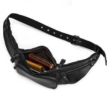 Мъжка чанта за гърдите от естествена кожа — горен слой телешка кожа, мултиджобна конструкция, устойчива на износване подплата полиестер-памук