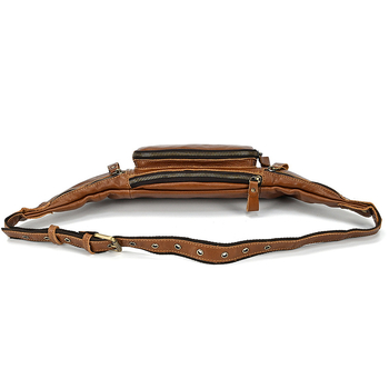 Мъжка чанта за гърдите от естествена кожа — горен слой телешка кожа, мултиджобна конструкция, устойчива на износване подплата полиестер-памук