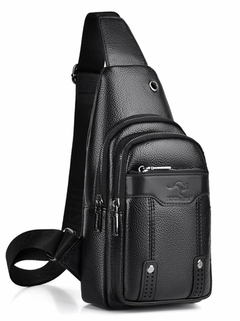 Мъжка чанта за кръст от PU кожа, с кръстосана презрамка, голям капацитет, подходяща за 8-инчов лаптоп, урбан стил