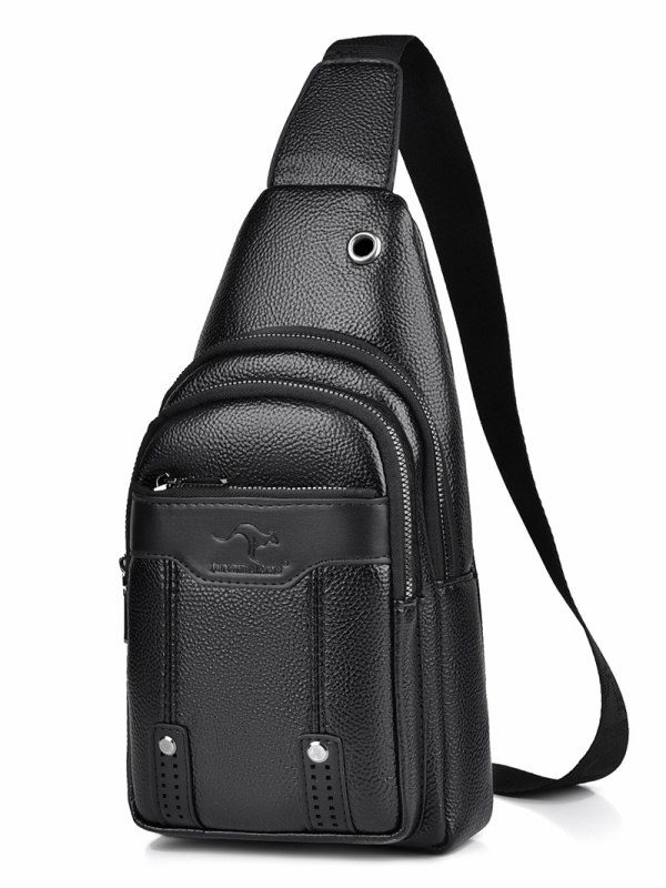 Vyrų krūtinės krepšys iš PU odos, didelė talpa, tinka 8 colių nešiojamam, miesto stilius