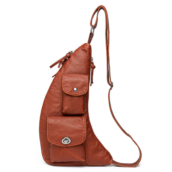 Unisex crossbody τσάντα με στυλ Saddle Bag, PU ύλικό, πολυεστερική επένδυση, φερμουάρ, dumpling-σχήματος