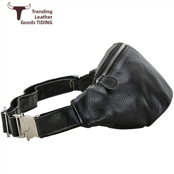 Мъжка чанта за гърдите от естествена кожа, водоустойчива, кожа с набраздена повърхност, подплата полиестер-памук