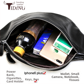 Мъжка чанта за гърдите от естествена кожа, водоустойчива, кожа с набраздена повърхност, подплата полиестер-памук