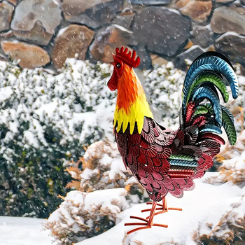 Statuie de grădină cocos, metal, stil chinezesc, decor exterior