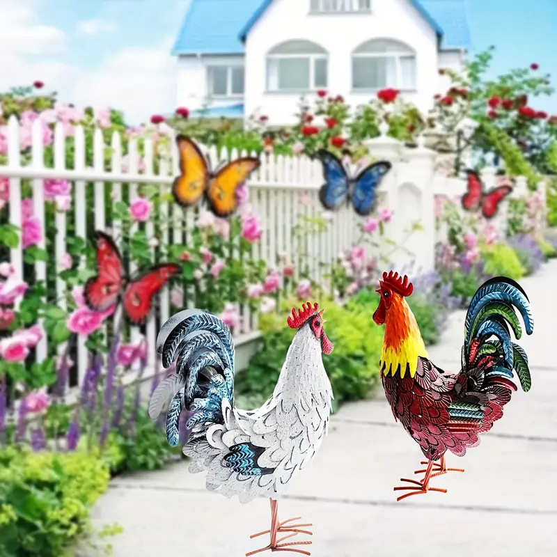 Statuie de grădină cocos, metal, stil chinezesc, decor exterior