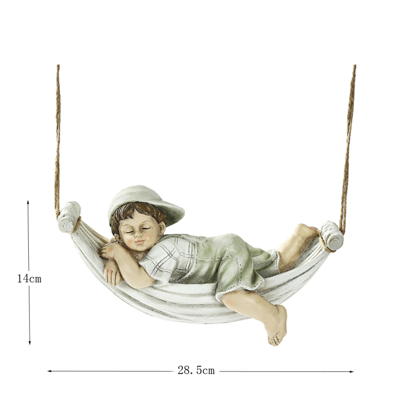 Smolna vrtna figura s likom crtaniog lika, retro europski stil, Qityi marka, rukotvorine od smole, kartonska ambalaža