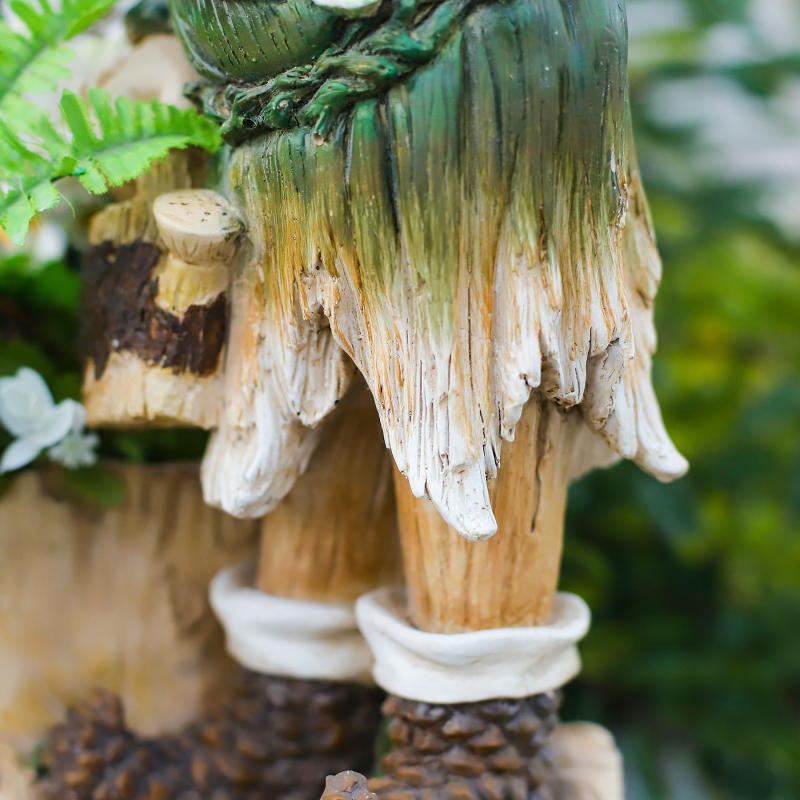 Statuie de grădină elf pitic pentru ghivece, obiect din rășină, decor exterior – Qityi