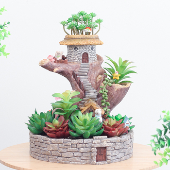 Pastorališkas kabinamas mini peizažo vazonėlis sukulentams