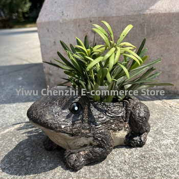 Άγαλμα γλάστρας από συνθετική ρητίνη για μοντέρνο κήπο – Hedgehog-Frog-Turtle, διακόσμηση κήπου