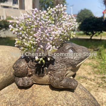 Άγαλμα γλάστρας από συνθετική ρητίνη για μοντέρνο κήπο – Hedgehog-Frog-Turtle, διακόσμηση κήπου