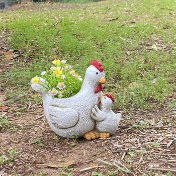 Статуетка от смола – кокошка за градина и дом, модерна минималистична декоративна фигура за бюро и балкон