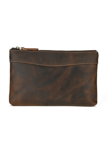 Muška kožna clutch torba Crazy Horse, jednobojna, s remenom za zglob, velik kapacitet, otporna na habanje