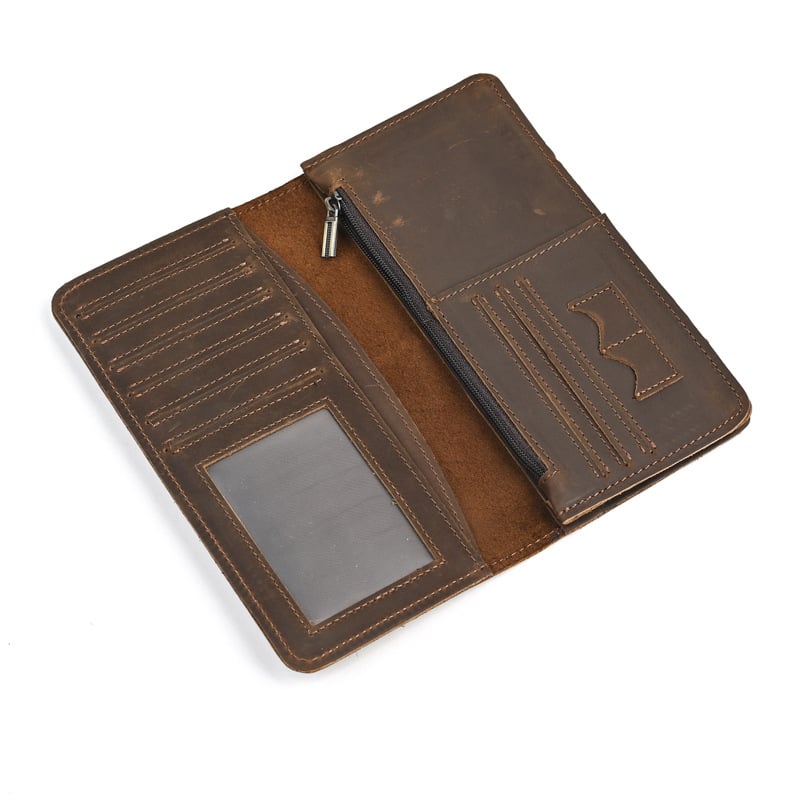 Muški dugi novčanik od prave kože, vrhunska teleća koža, bifold, više pretinaca za kartice, Ancient Chaoke