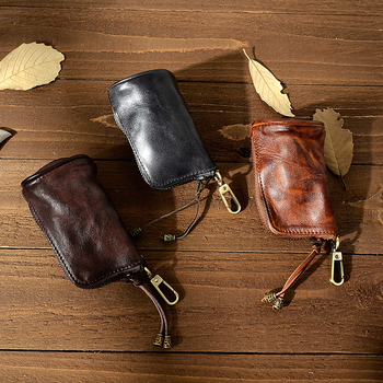 Raktų dėklas - Tikra oda, Pirmojo sluoksnio karvių oda, Retro stilius, Vyrams (Tikra oda; Pirmojo sluoksnio karvių oda; Retro stilius; Vyrams)