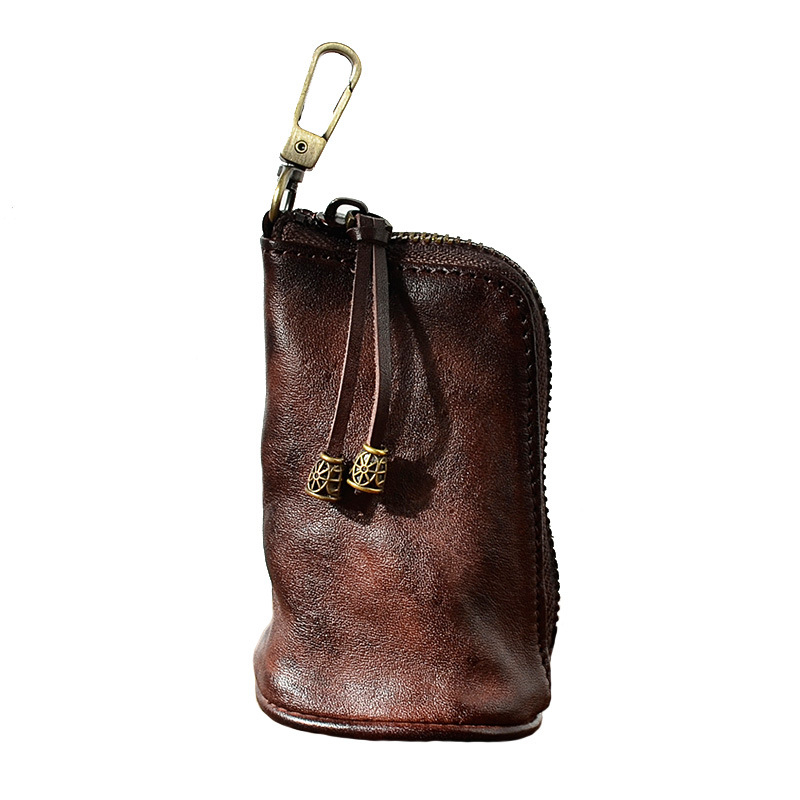 Raktų dėklas - Tikra oda, Pirmojo sluoksnio karvių oda, Retro stilius, Vyrams (Tikra oda; Pirmojo sluoksnio karvių oda; Retro stilius; Vyrams)