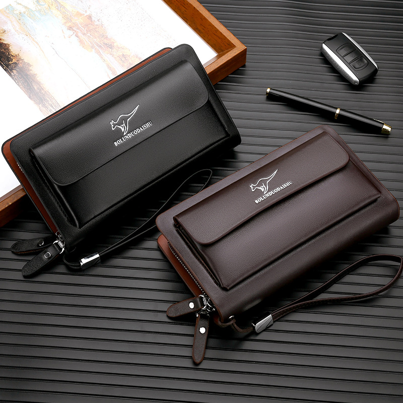 Vīriešu klučs ar pilsētas minimālisma stilu, PU āda, slodzes samazināšana, zīmols Polaro Kangaroo, pavasaris 2025