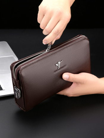 Vyrų klutch iš tikros odos su slaptažodžio užraktu, verslo Elite stilius, didelė talpa, daug kortelių skyrių