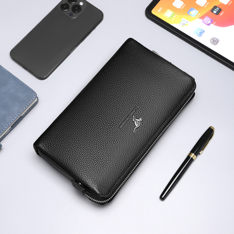 Vyrų klutch iš tikros odos su slaptažodžio užraktu, verslo Elite stilius, didelė talpa, daug kortelių skyrių