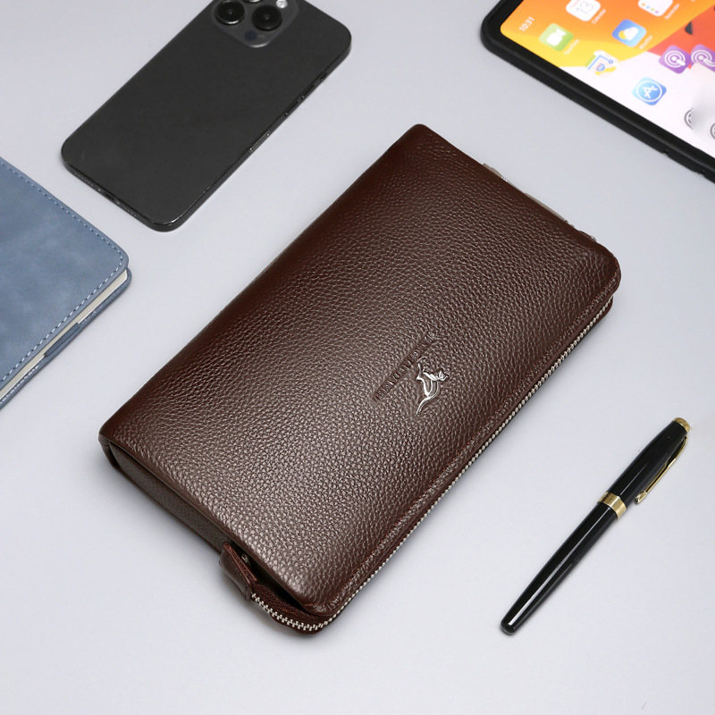 Vyrų klutch iš tikros odos su slaptažodžio užraktu, verslo Elite stilius, didelė talpa, daug kortelių skyrių