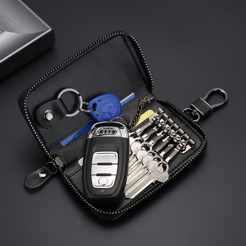 Raktų dėklas su užtrauktuku, didelė talpa, PU medžiaga, tinka vyrams ir moterims