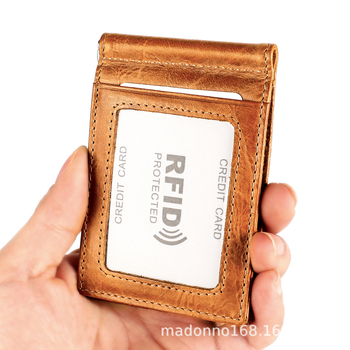 Unisex ādas naudas maks ar naudas klipu un vairākiem kartes nodalījumiem, modelis 9603, iekšējā odere no auduma