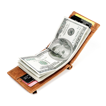 Unisex ādas naudas maks ar naudas klipu un vairākiem kartes nodalījumiem, modelis 9603, iekšējā odere no auduma