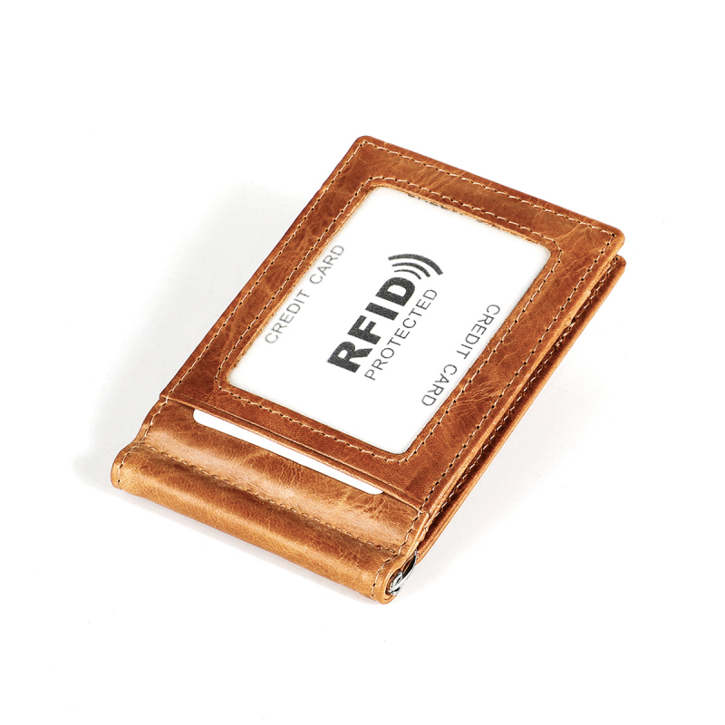 Unisex ādas naudas maks ar naudas klipu un vairākiem kartes nodalījumiem, modelis 9603, iekšējā odere no auduma