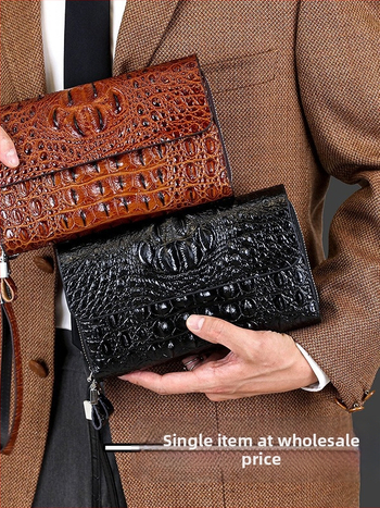 Vyriški PU clutch piniginė, atspari vandeniui, didelė talpa, verslo kelionėms