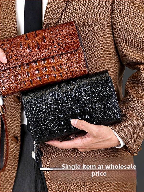 Vyriški PU clutch piniginė, atspari vandeniui, didelė talpa, verslo kelionėms