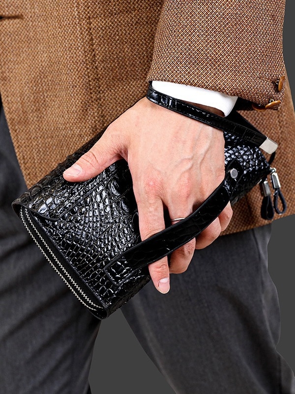 Vyriški PU clutch piniginė, atspari vandeniui, didelė talpa, verslo kelionėms