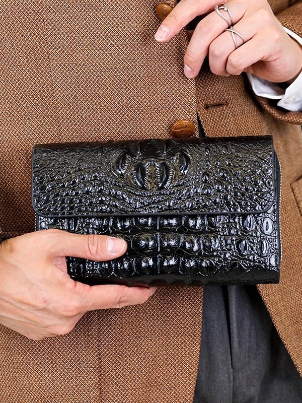 Vyriški PU clutch piniginė, atspari vandeniui, didelė talpa, verslo kelionėms