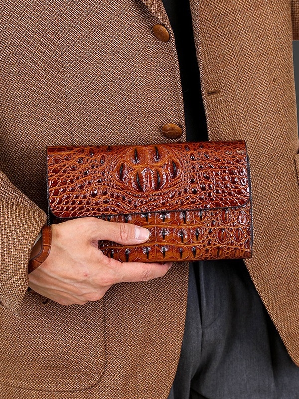 Vyriški PU clutch piniginė, atspari vandeniui, didelė talpa, verslo kelionėms