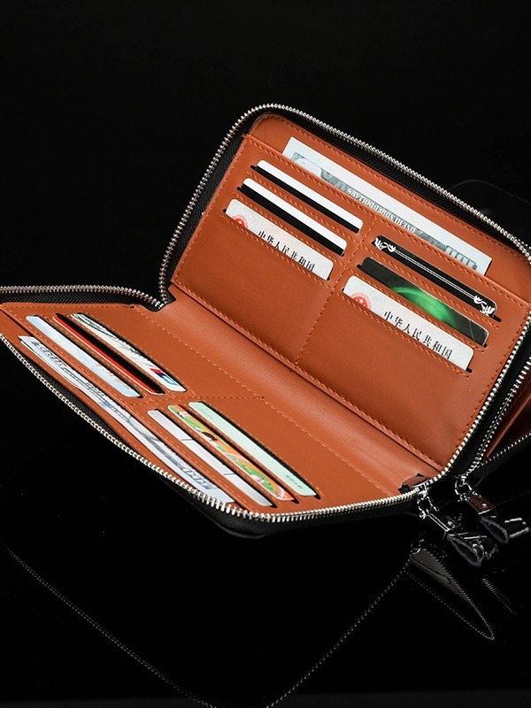 Vyriški PU clutch piniginė, atspari vandeniui, didelė talpa, verslo kelionėms