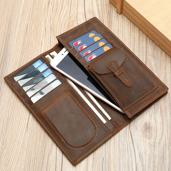 Ανδρικό μακρύ δερμάτινο πορτοφόλι από κορυφαίο δέρμα, αντιμαγνητική επένδυση, ανθεκτικό και επεκτεινόμενο σχέδιο