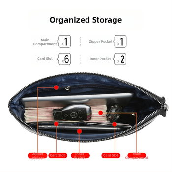 Мъжка чанта през рамо в стил плик, кожа, цип, подплата полиестер, бизнес/OL стил