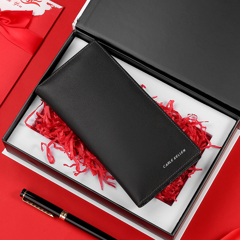 CARLE KELLEN Унисекс дълъг портфейл - естествена кожа, първи слой телешка кожа, ултралек, модел 50002