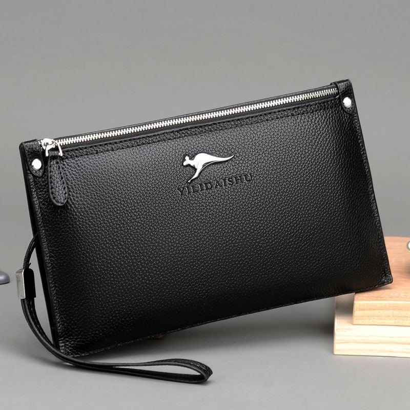 Vyriška odinė rankinė rankoje stiliaus kuverto – aukštos kokybės oda, vidinis pamušalas iš odos, 8 colių nešiojamojo kompiuterio talpa, verslo kelionėms