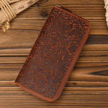 Μεγάλο πορτοφόλι από Crazy Horse δέρμα με διπλό φερμουάρ, πολλές θήκες για κάρτες, επένδυση από δέρμα μοσχαρίσιο, αντικλεπτικός σχεδιασμός