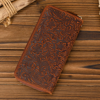 Μεγάλο πορτοφόλι από Crazy Horse δέρμα με διπλό φερμουάρ, πολλές θήκες για κάρτες, επένδυση από δέρμα μοσχαρίσιο, αντικλεπτικός σχεδιασμός