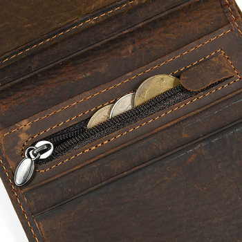 Ανδρικό πορτοφόλι bi-fold από γνήσιο δέρμα με δέρμα κορυφαίας στρώσης και επένδυση πολυεστέρα