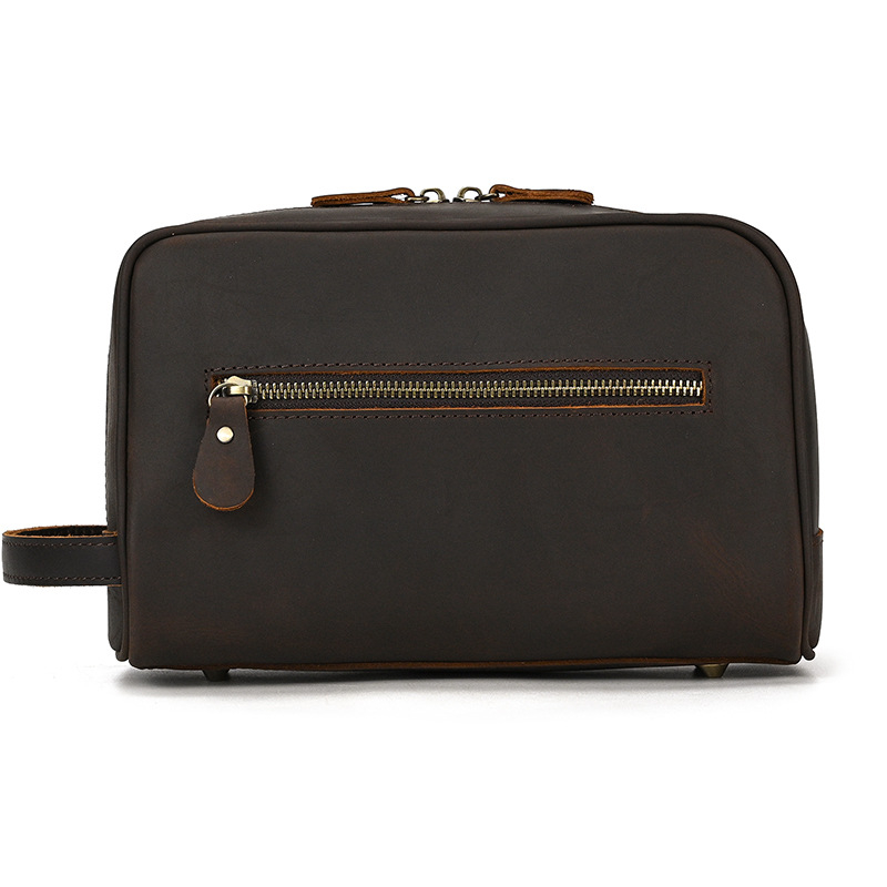 Vyrų clutch rankinė – didelė talpa, tikra oda, Vintage Crazy Horse apdaila, universalus kosmetikos ir kelionės organizatorius