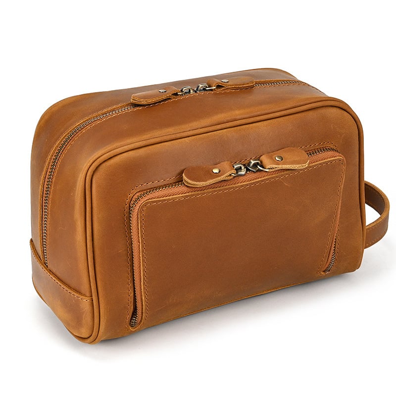 Vyrų clutch rankinė – didelė talpa, tikra oda, Vintage Crazy Horse apdaila, universalus kosmetikos ir kelionės organizatorius