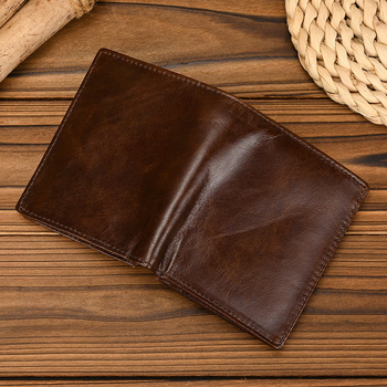 Мъжки портфейл от естествена кожа, бифолд с RFID защита, монетник с цип, първи слой телешка кожа